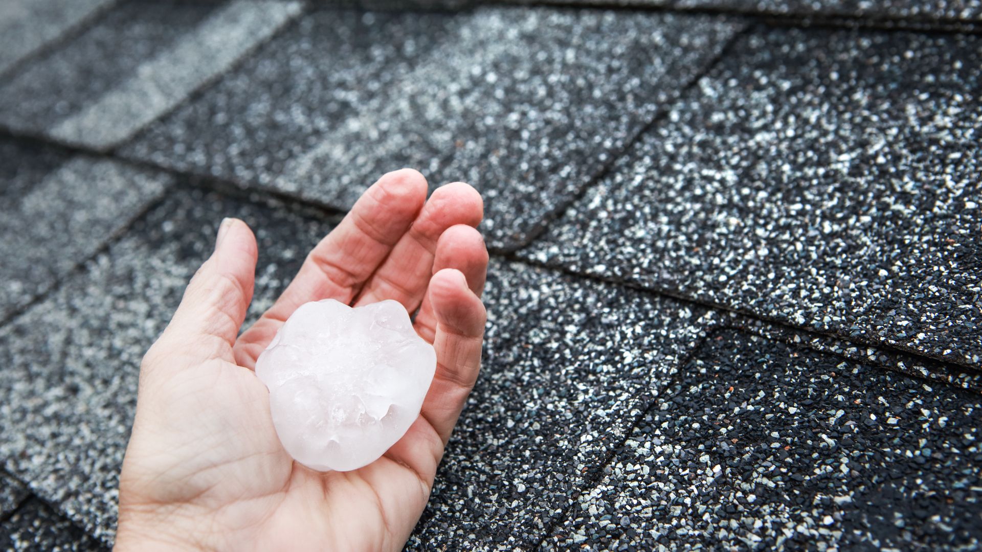 hand holding a piece of hail