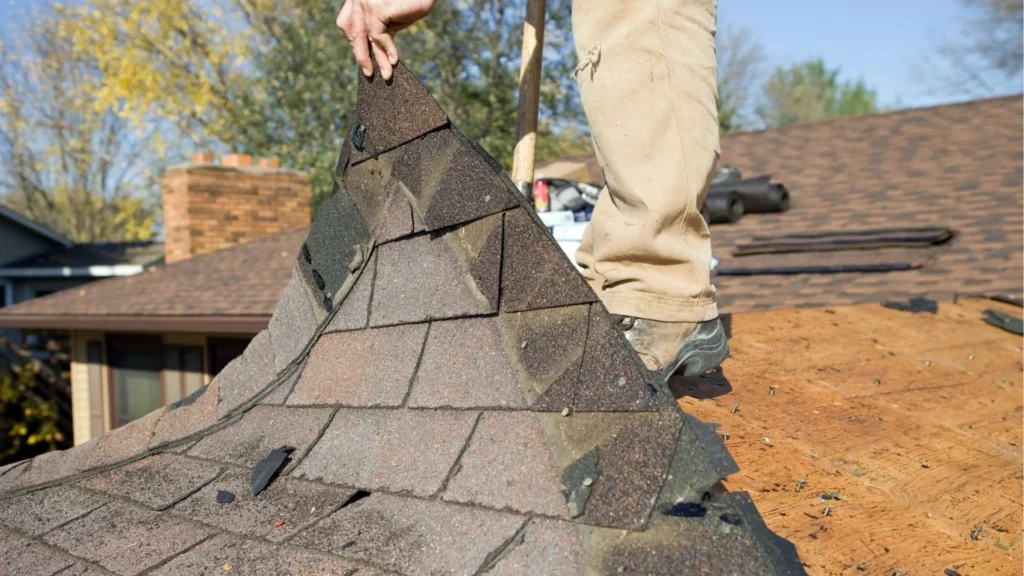 shingle removal during a roof replacement near Berlin CT