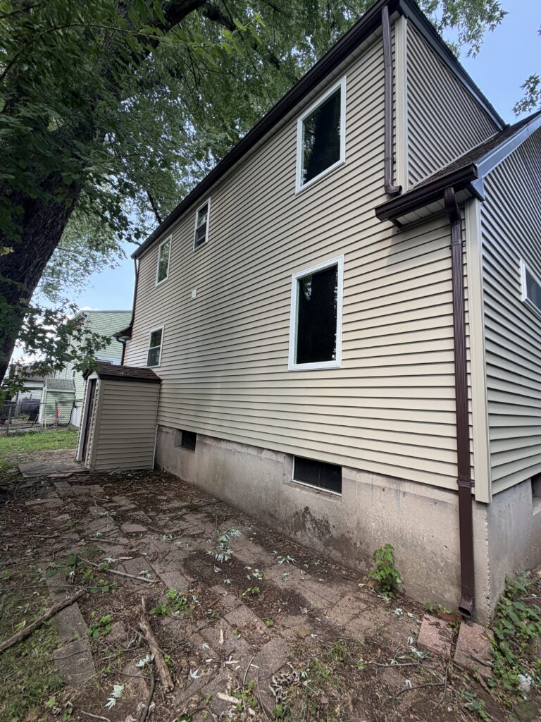 After: new siding and windows on rear corner of home, Bristol CT